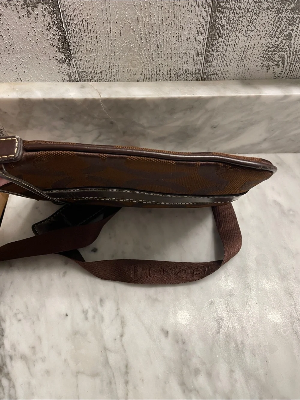 Vintage Coach Brown Signature Canvas Crossbody Messenger
